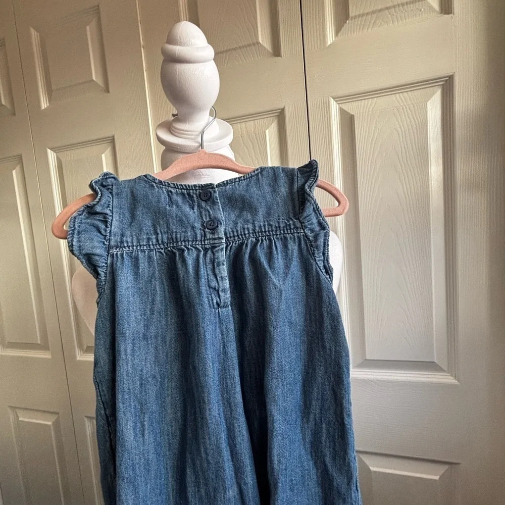 Baby GAP Blue Denim Jumpsuit with Ruffled Neckline